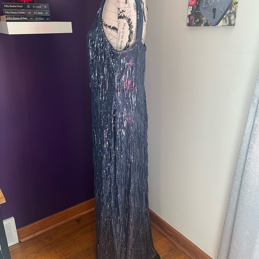 R&M Richards Sleeveless Sequin Fringe Dress - Picture 5 of 12